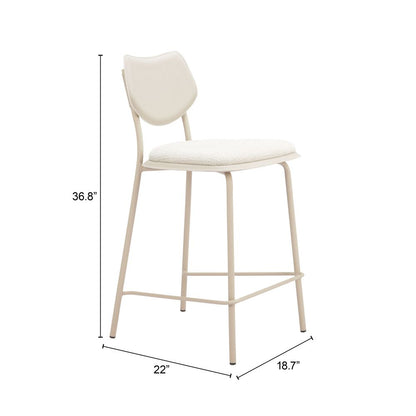 Zuo Modern Zeal White Faux Leather Counter Stool 4PC
