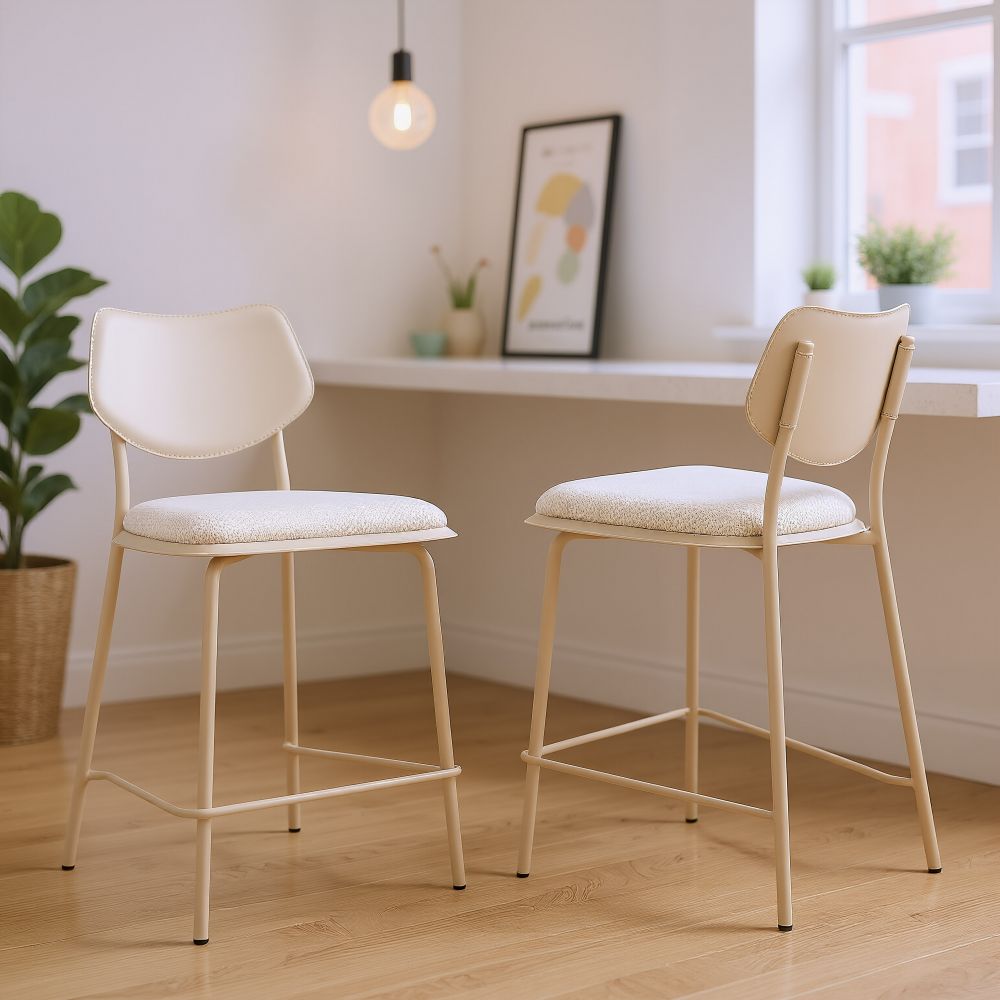 Zuo Modern Zeal White Faux Leather Counter Stool 4PC
