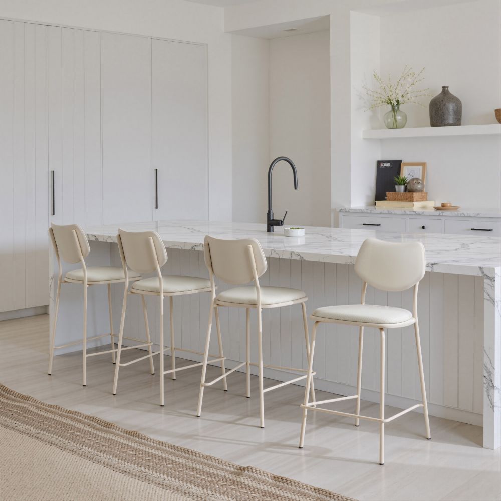 Zuo Modern Zeal White Faux Leather Counter Stool 4PC
