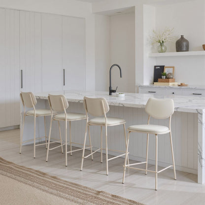 Zuo Modern Zeal White Faux Leather Counter Stool 4PC
