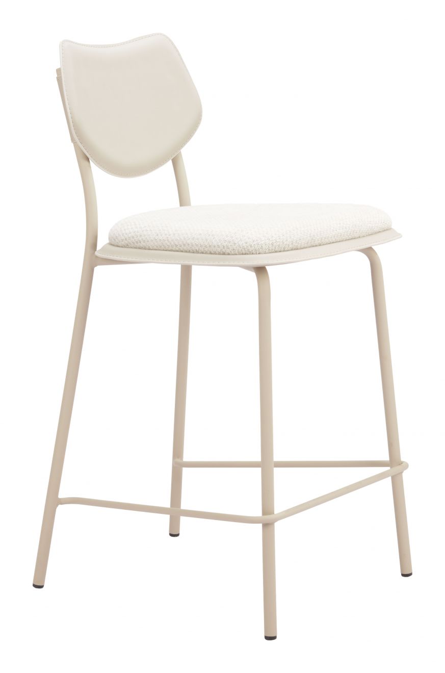 Zuo Modern Zeal White Faux Leather Counter Stool 4PC