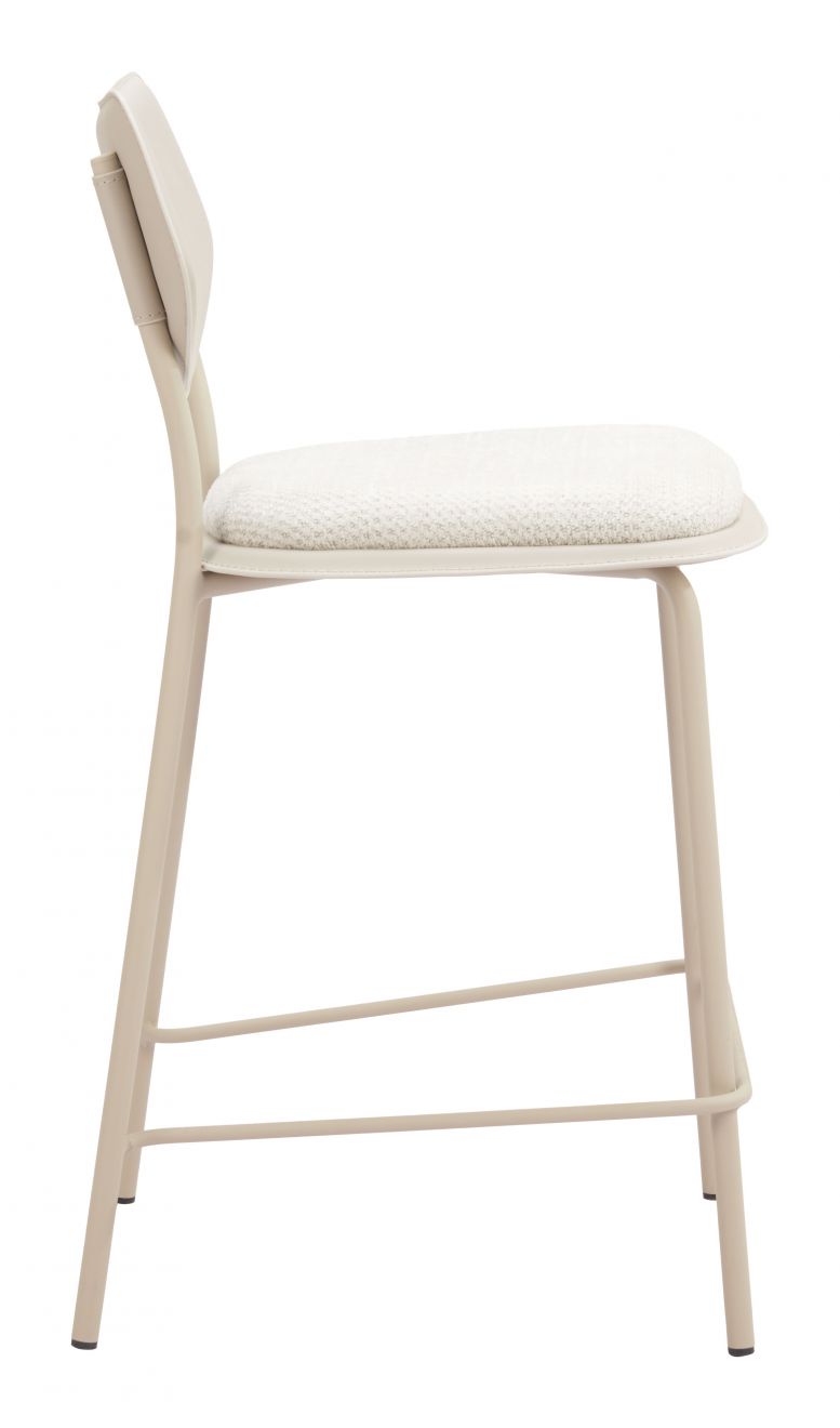 Zuo Modern Zeal White Faux Leather Counter Stool 4PC