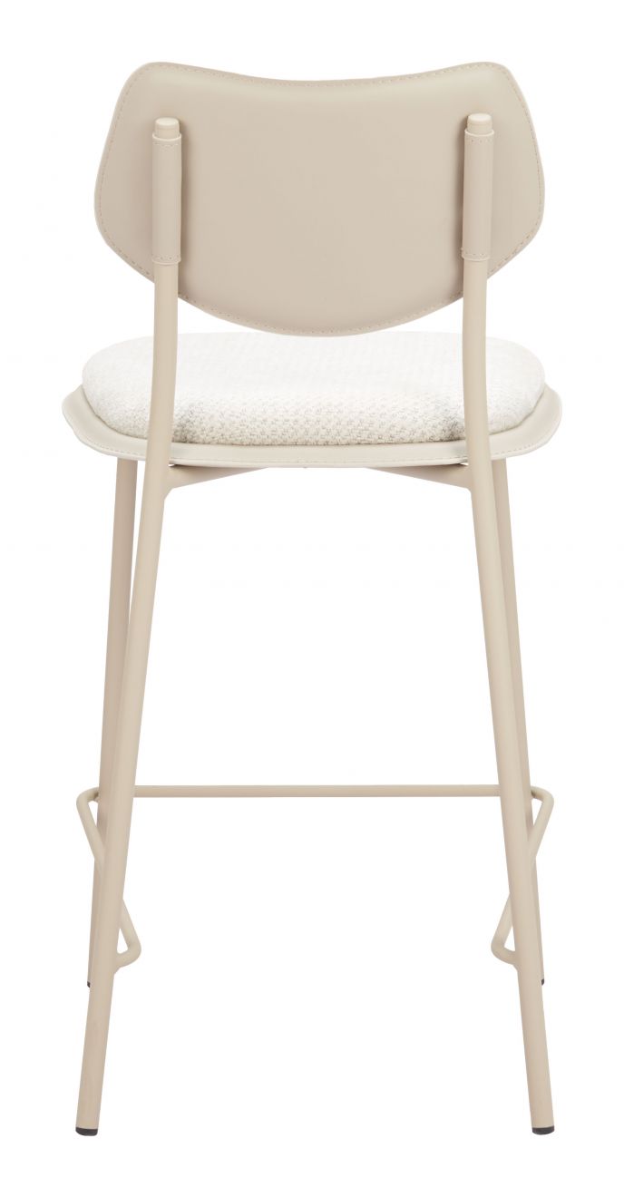 Zuo Modern Zeal White Faux Leather Counter Stool 4PC