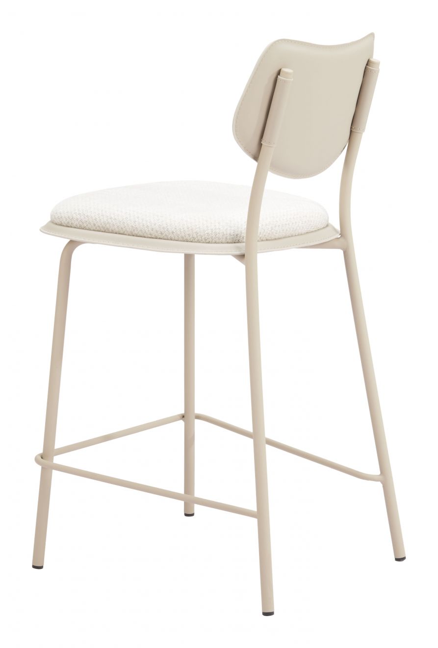 Zuo Modern Zeal White Faux Leather Counter Stool 4PC