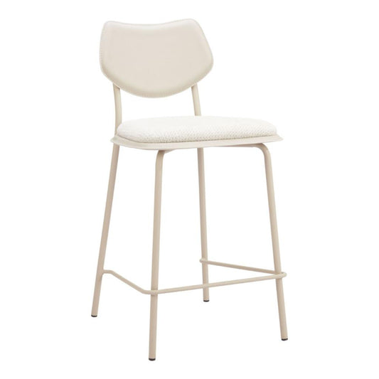 Zuo Modern Zeal White Faux Leather Counter Stool 4PC