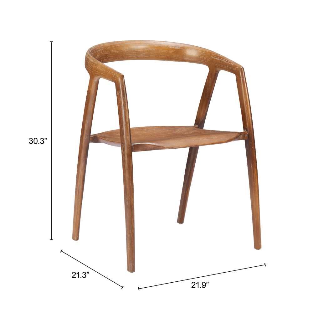Zuo Modern Ziran Solid Wooden Dining Chair 2PC