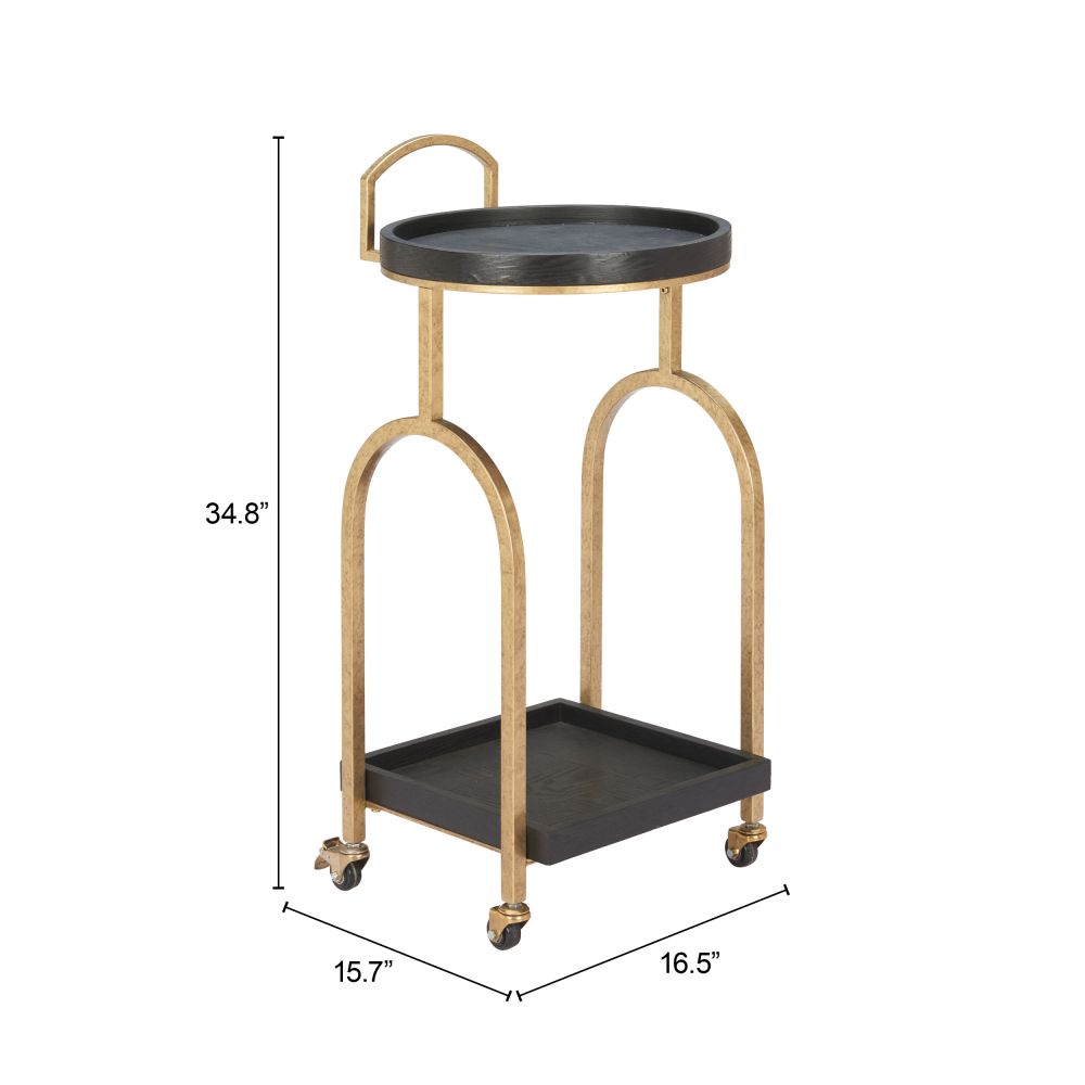 Zuo Modern Zukei Wood Top Black Bar Cart