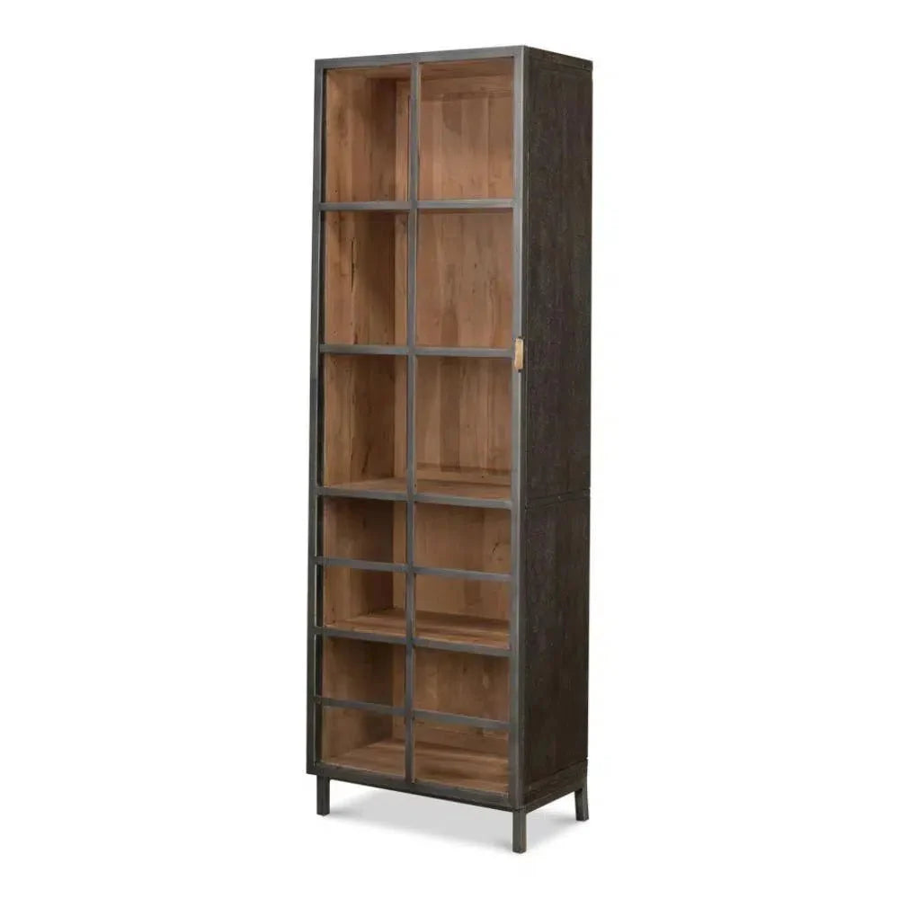 A Gem Of A Handle Display Cabinet Glass Doors Left Grey - LOOMLAN - Sarreid - Bookcases