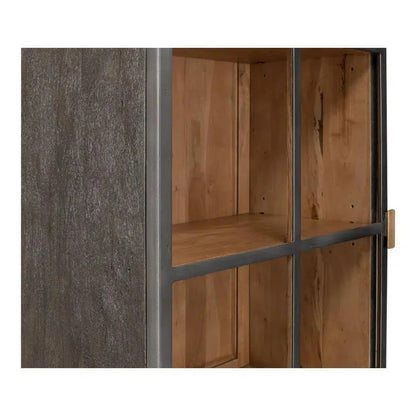 A Gem Of A Handle Display Cabinet Glass Doors Left Grey - LOOMLAN - Sarreid - Bookcases