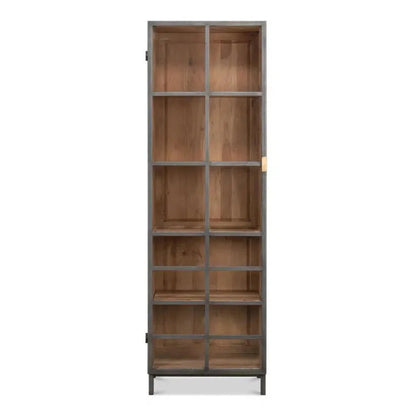 A Gem Of A Handle Display Cabinet Glass Doors Left Grey - LOOMLAN - Sarreid - Bookcases