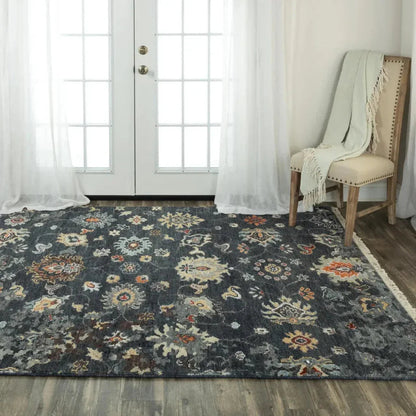 Cody Floral Charcoal Large Area Rugs For Living Room -- charcoal