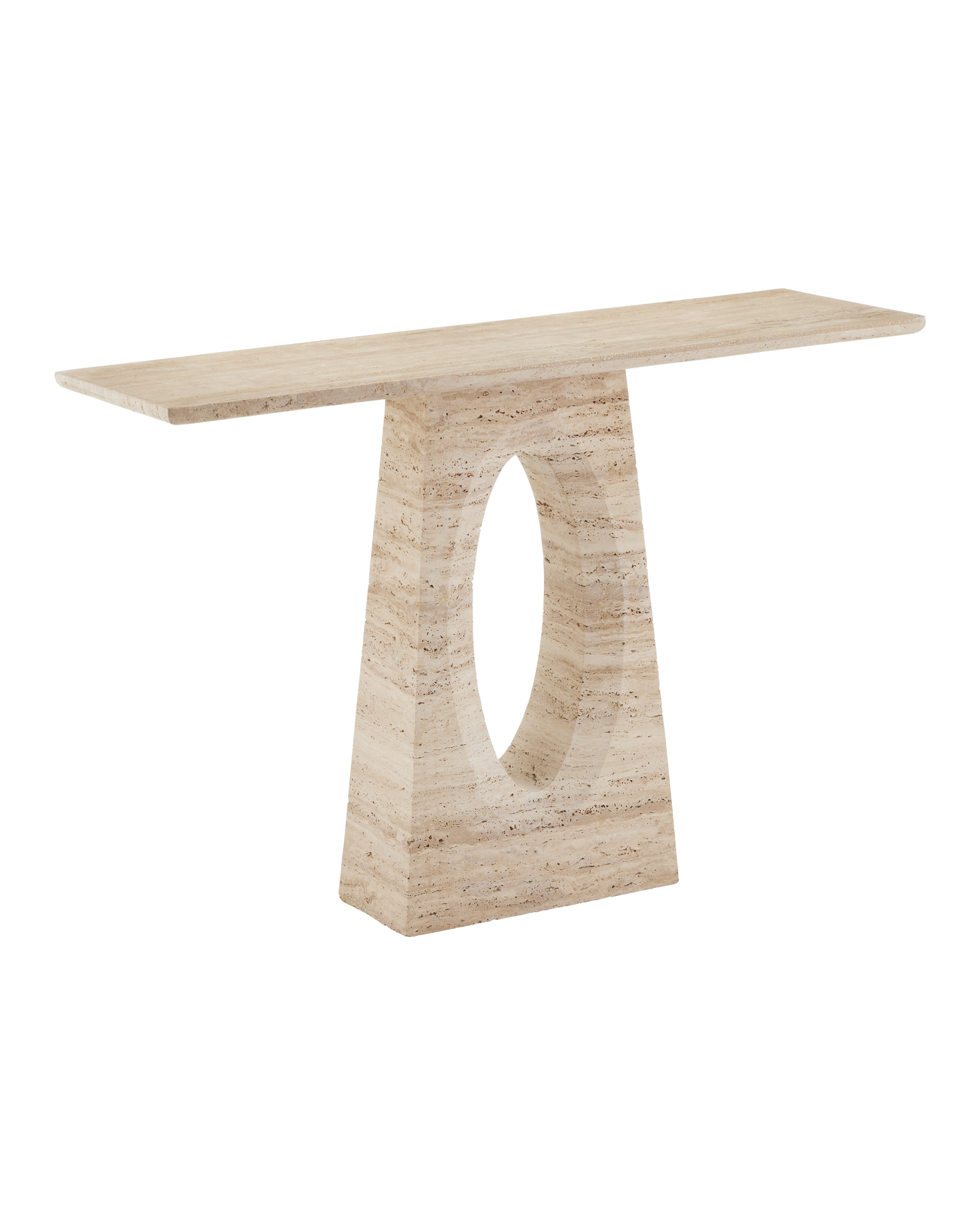 Demi Travertine Beige Rectangular Console Table