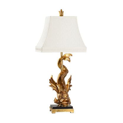 Imperial Dragon Design Gold Table Lamp - Gold-Table Lamps-Wildwood-White-LOOMLAN