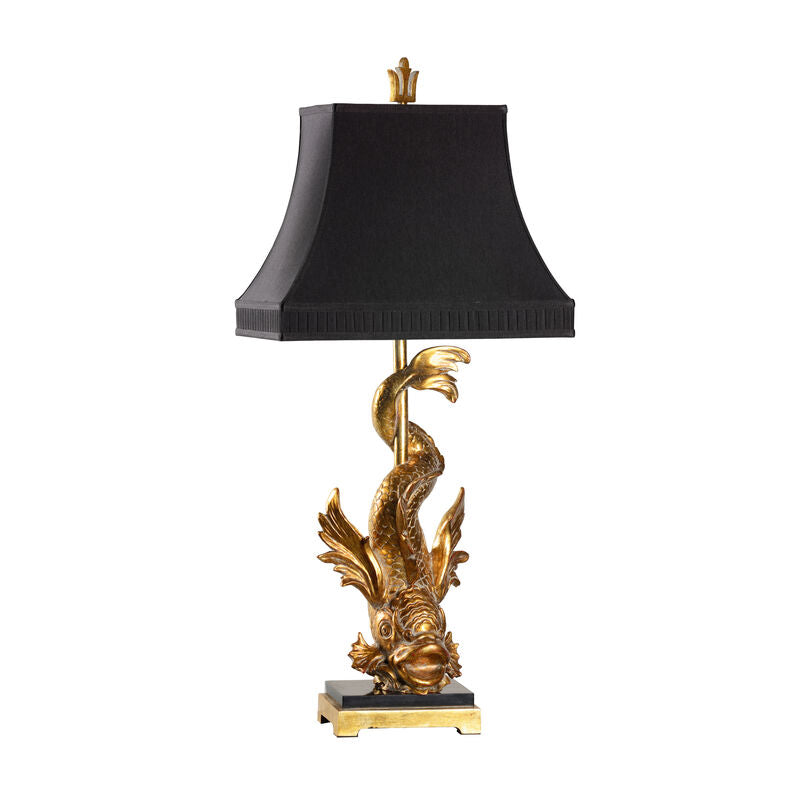 Imperial Dragon Design Gold Table Lamp - Gold-Table Lamps-Wildwood-Black-LOOMLAN
