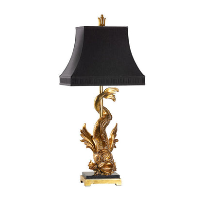 Imperial Dragon Design Gold Table Lamp - Gold-Table Lamps-Wildwood-Black-LOOMLAN