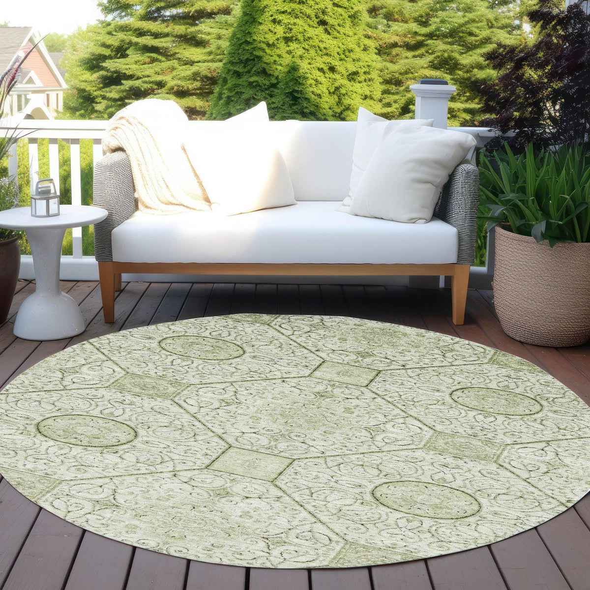 Iriora Green Washable Indoor-Outdoor Rug