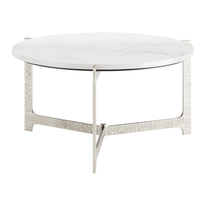 Barmas White and Silver Round Coffee Table