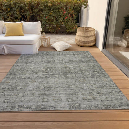 Kaelora Gray Washable Indoor-Outdoor Rug -- gray