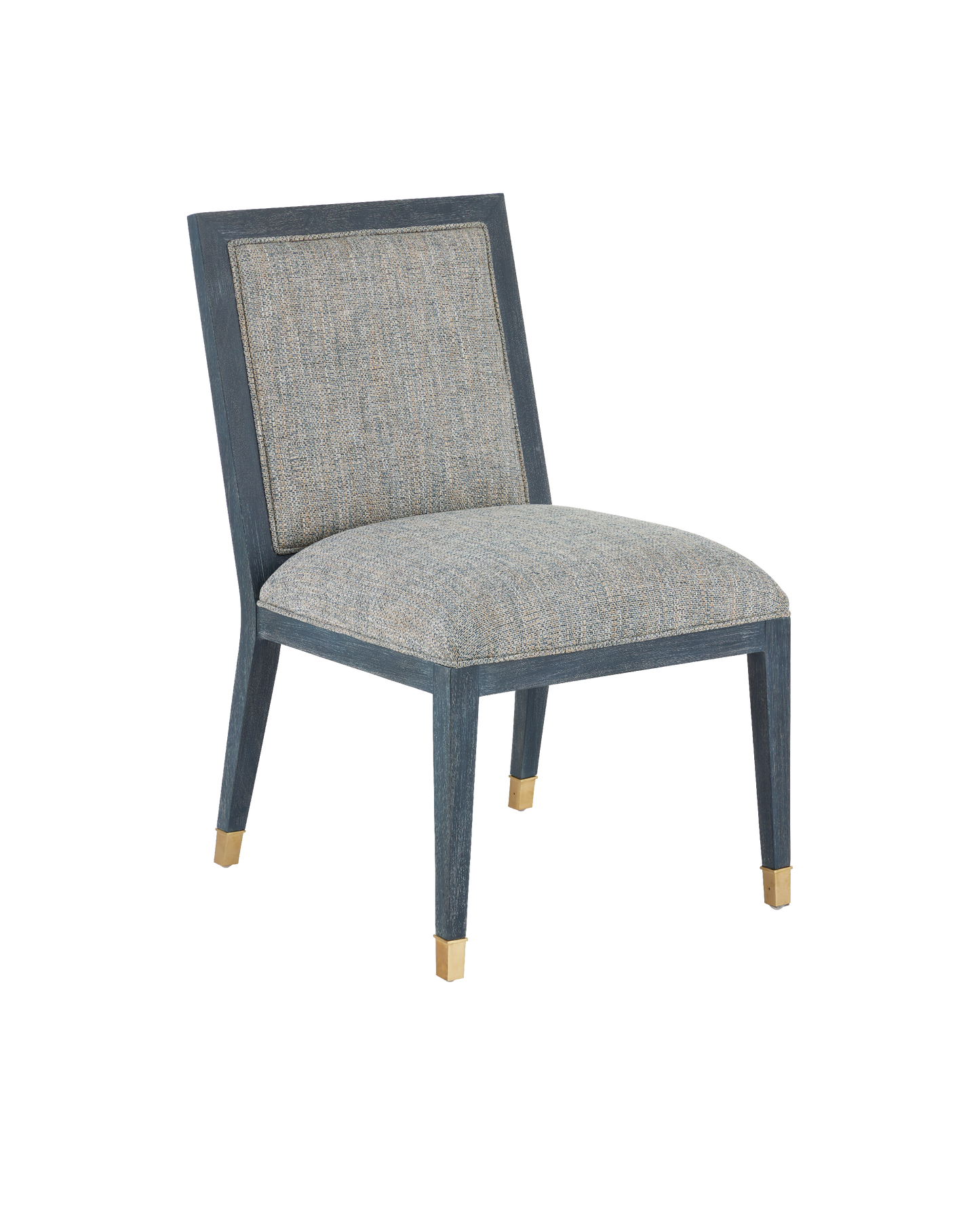 Santos Mahogany and Rattan Vintage Navy Blue Armless Side Chair