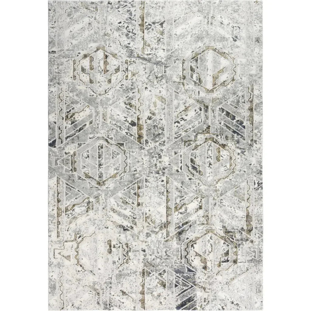 Dipl Geometric Brown Kitchen Hallway Runner Rug