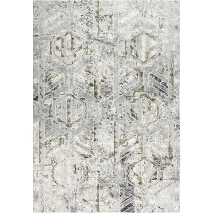 Dipl Geometric Brown Kitchen Hallway Runner Rug