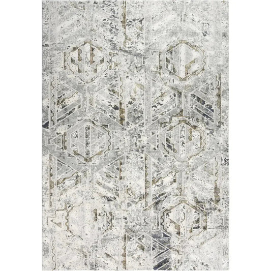 Dipl Geometric Brown Kitchen Hallway Runner Rug