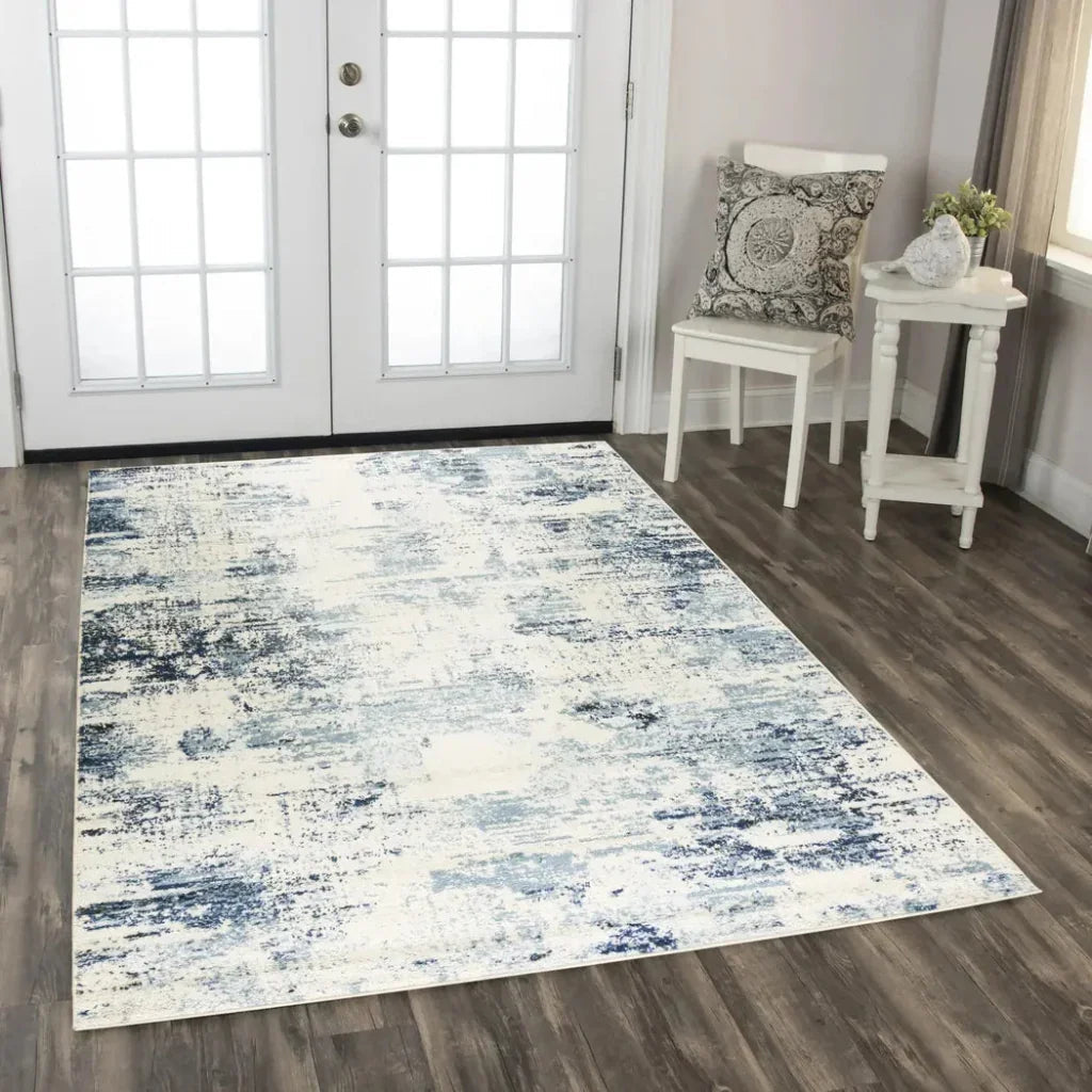 Coms Abstract Blue Kitchen Hallway Runner Rug -- blue