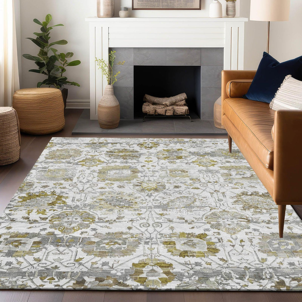 Haelira Linen Washable Indoor-Outdoor Rug