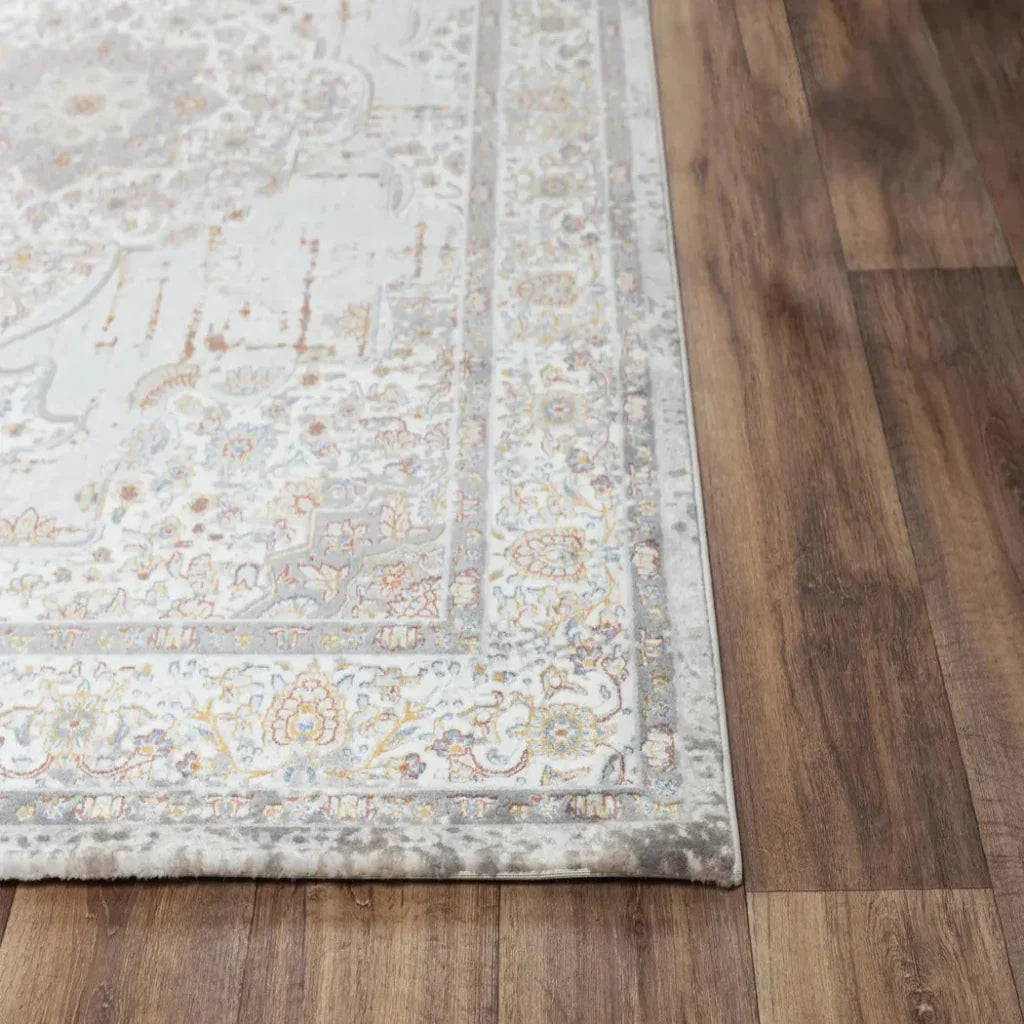 Cris Floral Medallion Gray Area Rugs For Living Room - LOOMLAN - LOOMLAN - Area Rugs