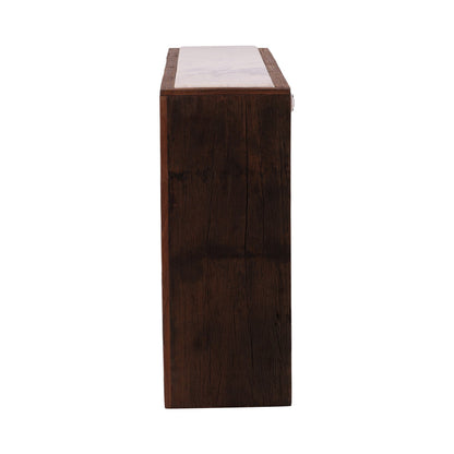 Cole White Marble Top Console Table -- White, Brown
