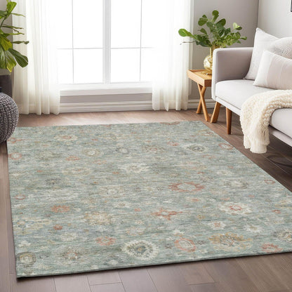 Laeara Green Washable Indoor-Outdoor Rug -- green