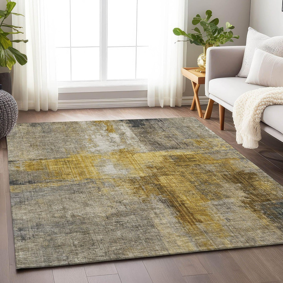 Jaelor Gray Washable Indoor-Outdoor Rug -- gray