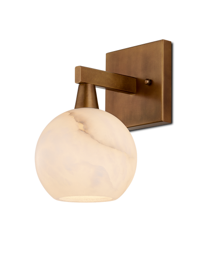 Bombelles Metal and Alabaster Gold Bath Wall Sconce