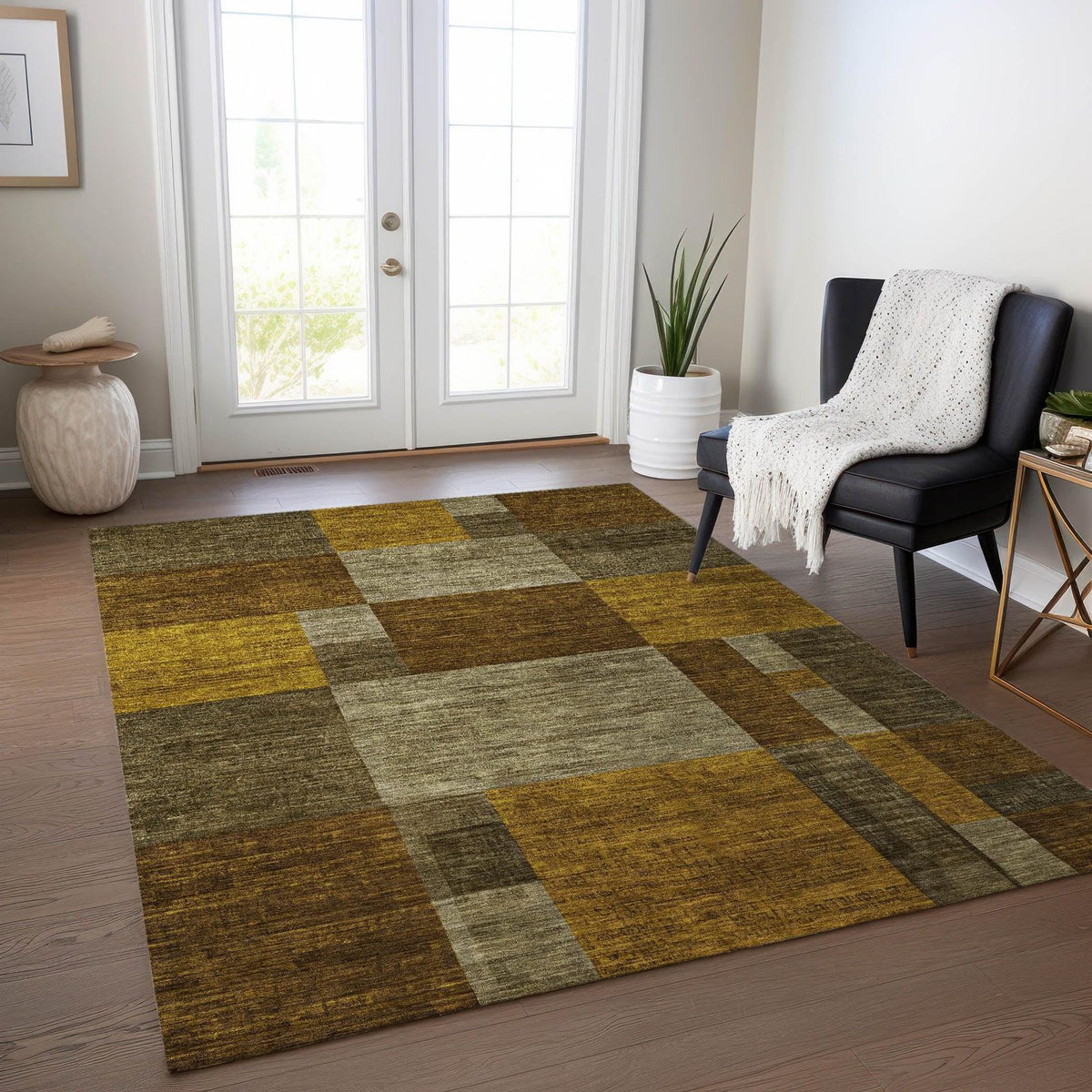 Iriyn Gray Washable Indoor-Outdoor Rug -- gray