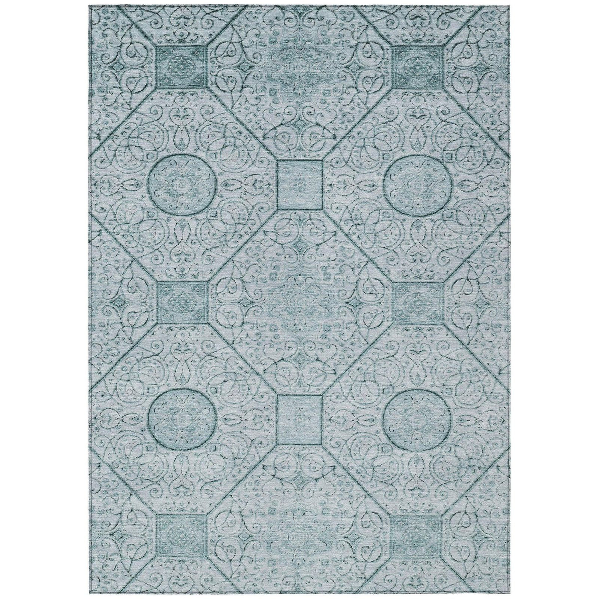 Iriora Teal Washable Indoor-Outdoor Rug