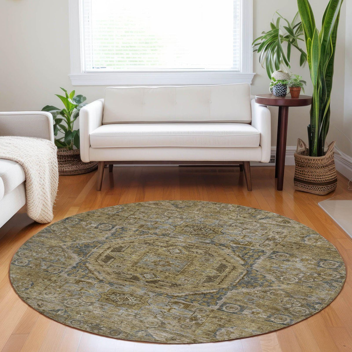 Iriir Brown Washable Indoor-Outdoor Rug