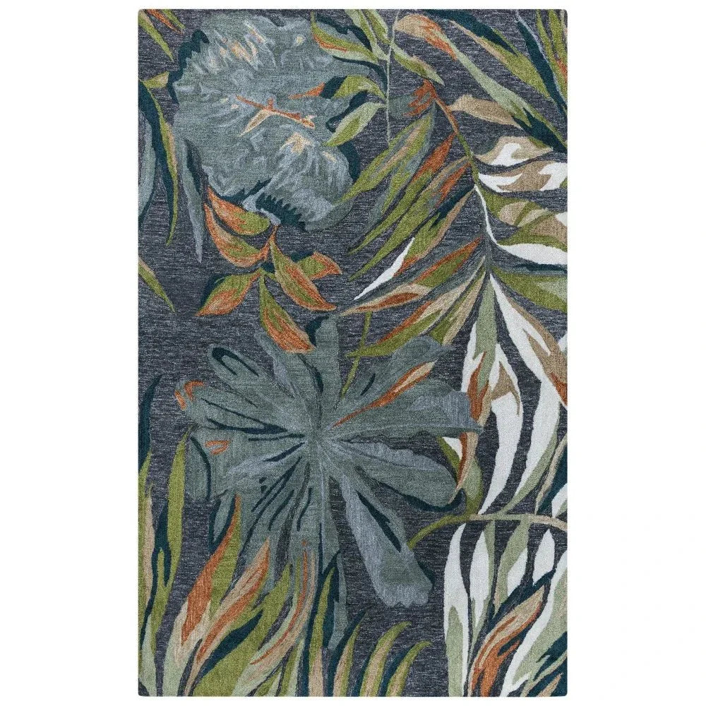 Coal Floral Charcoal Area Rugs For Living Room