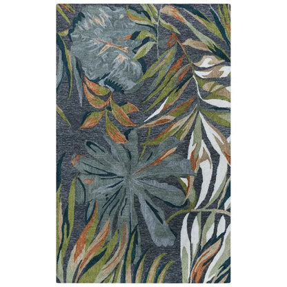 Coal Floral Charcoal Area Rugs For Living Room