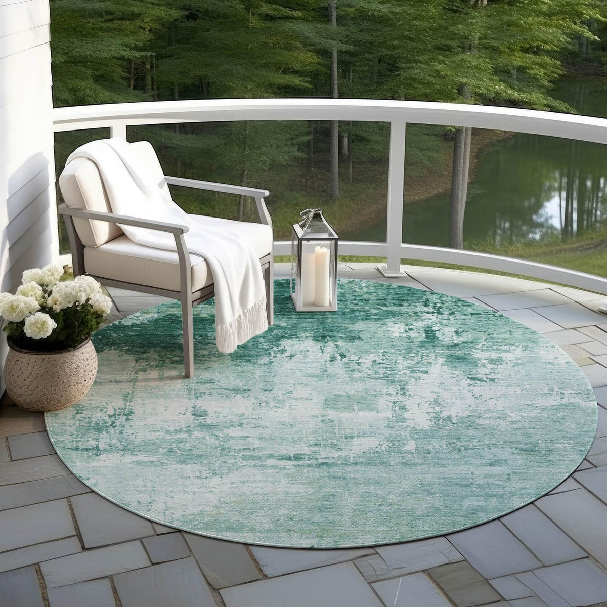 Kaelira Teal Washable Indoor-Outdoor Rug
