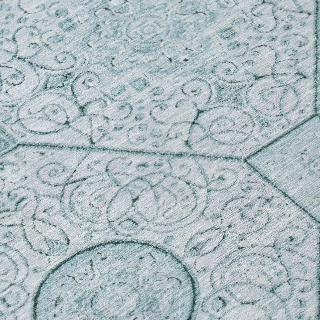 Iriora Teal Washable Indoor-Outdoor Rug