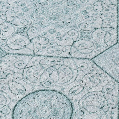 Iriora Teal Washable Indoor-Outdoor Rug