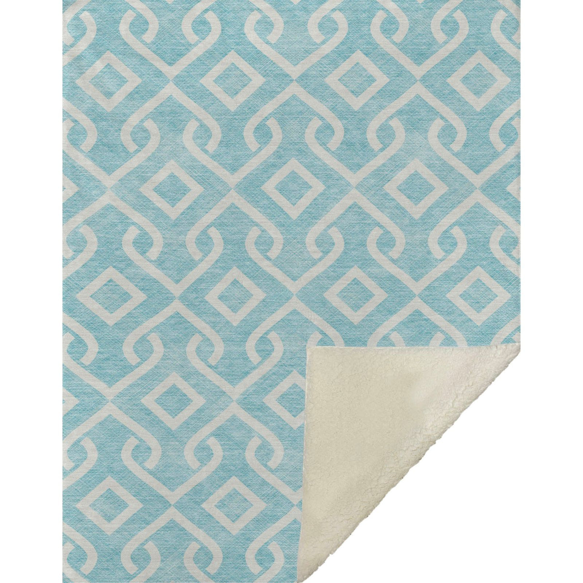 Offset Stripes Aqua Washable Indoor-Outdoor Rug