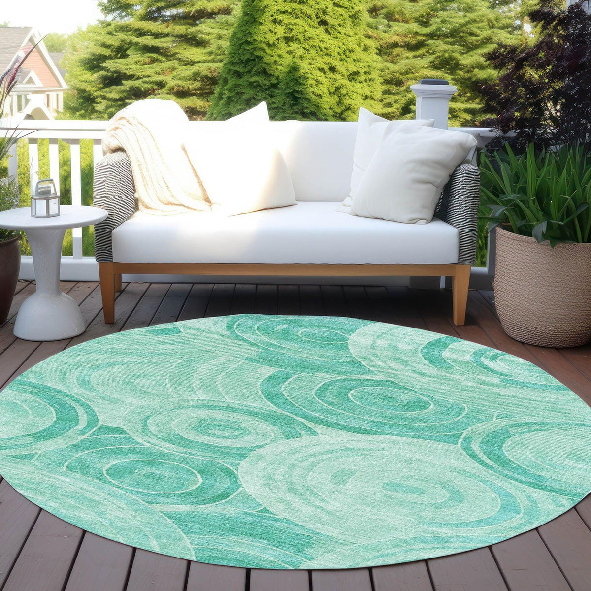 Jaelain Teal Washable Indoor-Outdoor Rug