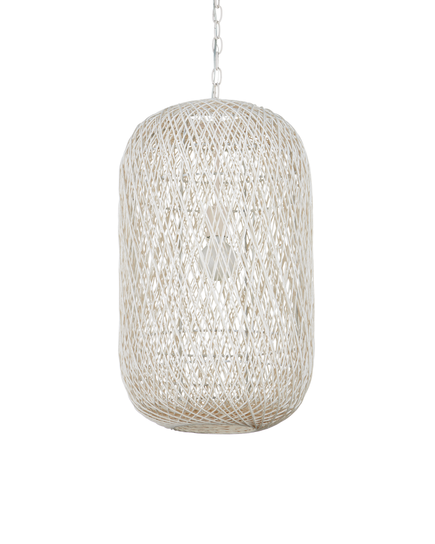 27 in. Cocoon Iron and Glass White Pendant