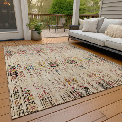 Haelon Beige Washable Indoor-Outdoor Rug -- beige