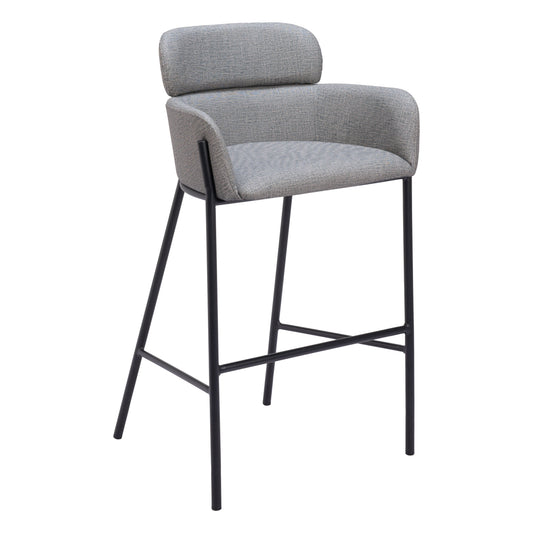 Bremor Slate Gray Barstool with Steel Legs