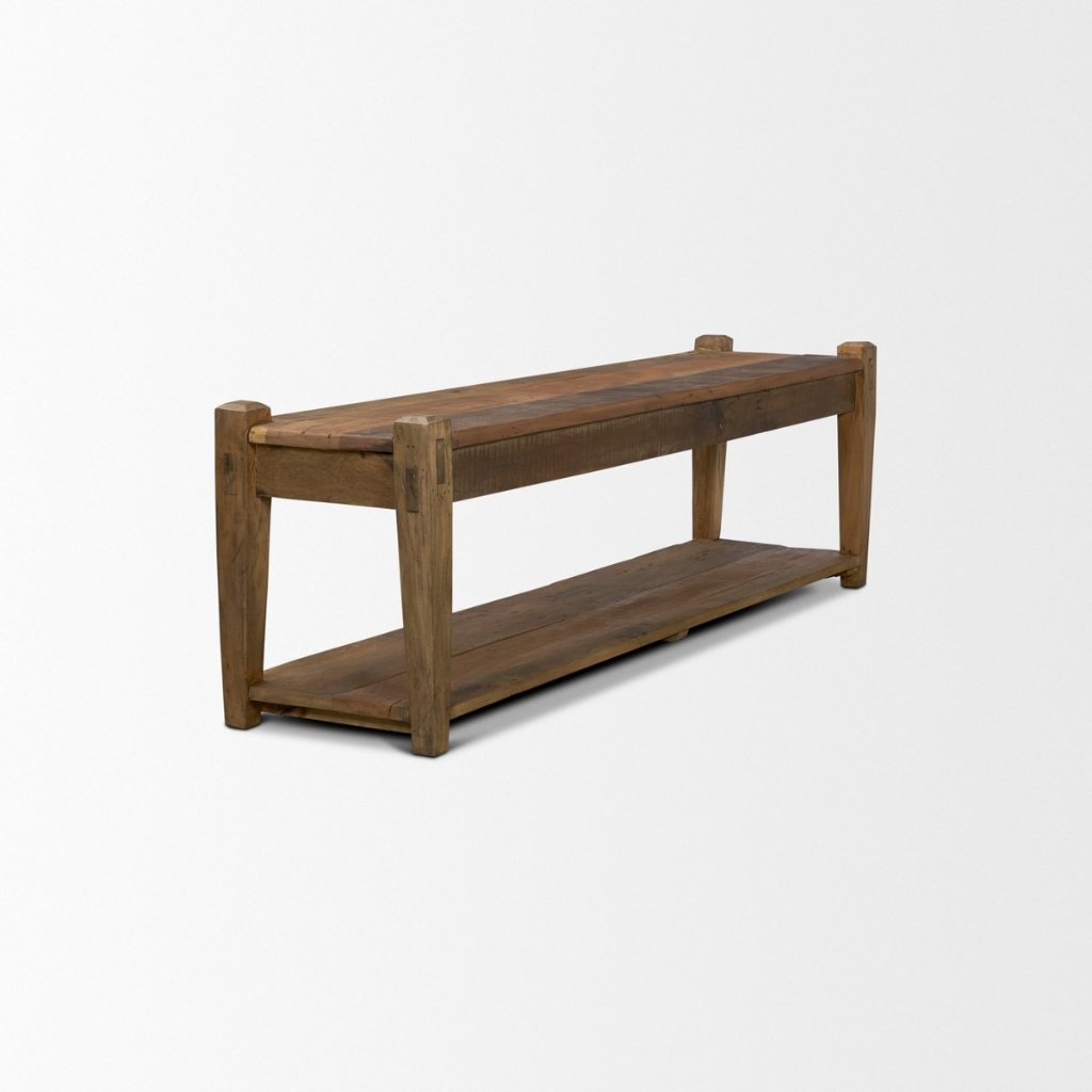Ashwick 60" Dark Brown Reclaimed Wood Backless Bench -- Dark Brown