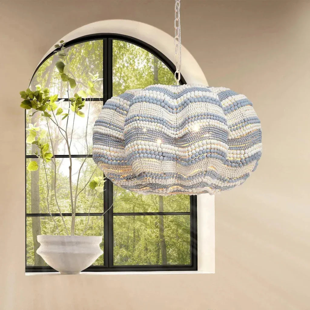 Clamshell Wood Beaded Chandelier -- view 11