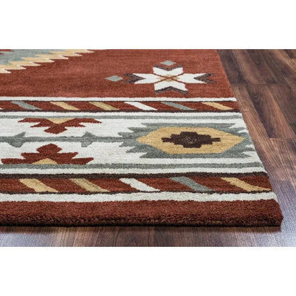Daus Rust Round Area Rugs For Dining Room -- rust