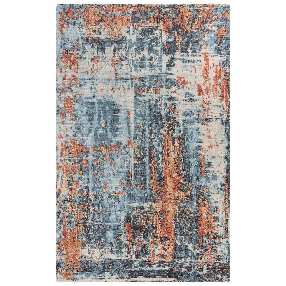 Devo Abstract Blue Large Area Rugs For Living Room